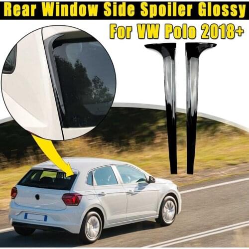Gloss Black 1 Pair Rear Window Spoiler Side Wing Cover Trim Canards Splitter for Polo MK6 2018 2019