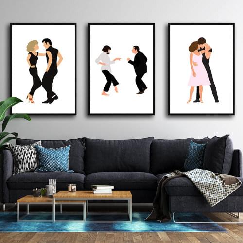 Pulp Fiction Poster Classic Movie Canvas Painting Dancing Wall Art Print Abstract Minimalist Picture For Living Room Decor