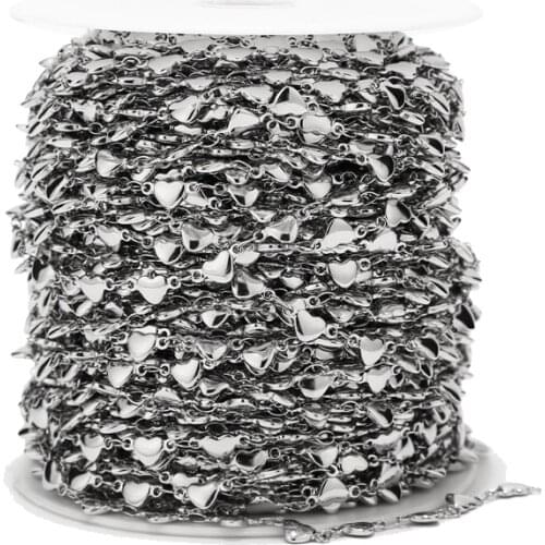 4MM width Stainless Steel Chains Nacklaces heart charm Link Chains Metal Jewelry Chains for Men Women Jewelry Making