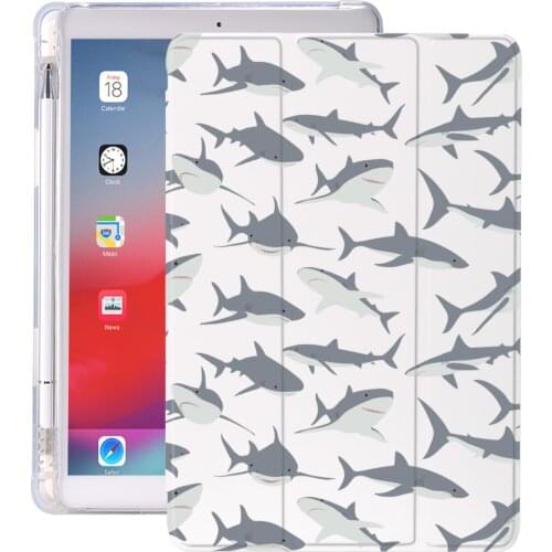 Shark Design for 10.2 8th 2020 Air 4 iPad Pro 12.9 Case Pencil Holder 7th Mini 5 Air 2 Cover For iPad Pro 11 Funda 10.5 Air 3