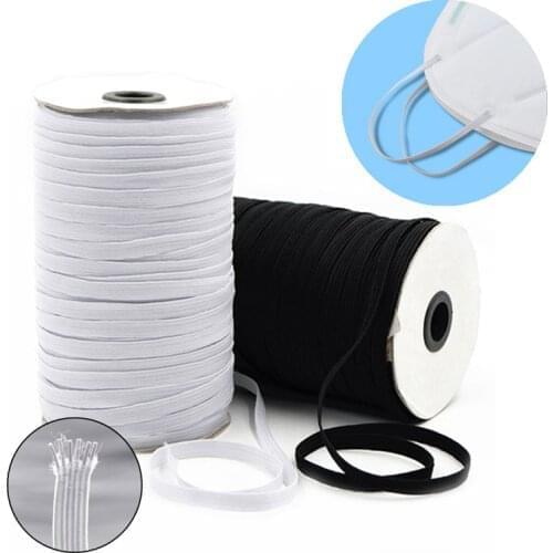 Elastic Bands White and Black 5 Meters 5/6/8/9/10/12mm Polyester Elastic Bands for Clothes Garment Sewing Accessories