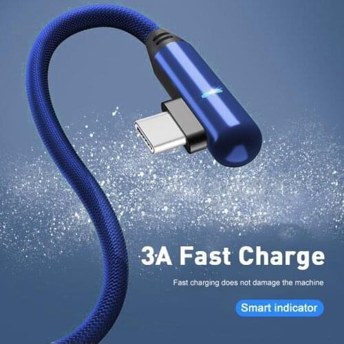 1M 2M Micro USB Type C Fast Charging 90 Degree Cable For Samsung S8 S9 S10 Xiaomi Huawei Microusb USB-C Charger Cord Kabel