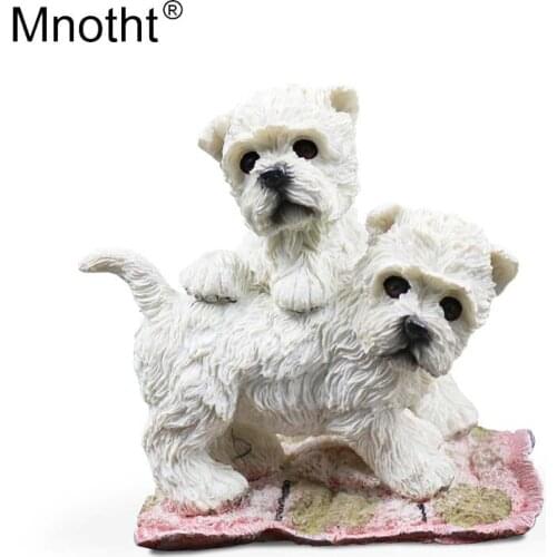 Mnotht 1/6 Two West Highland Lovers Dog Model Dog Animal Resin Mini Toy Scene Accessory for Action Figure Collection Gift m5n