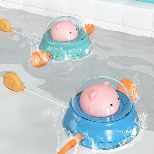 Cartoon Cute Pig Bathing Toys for Children with Wind-up Chain Clockwork Water Floating Beach Baby Playing Toys