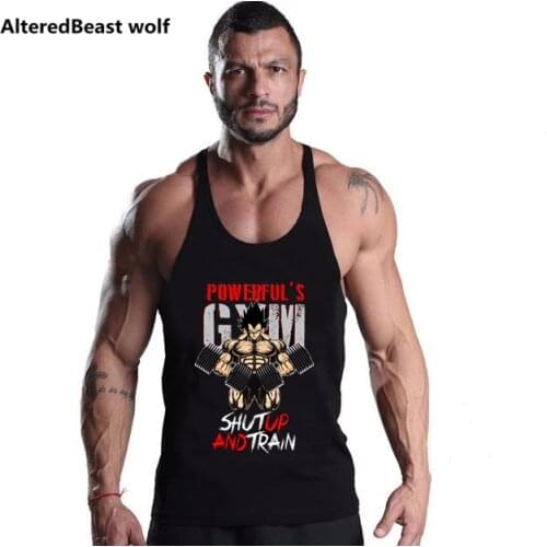 2021 Men Tank Tops SHUTUP AND TRAIN print Bodybuilding shirt Men Tops Fitness cotton Singlets gyms mens clothing