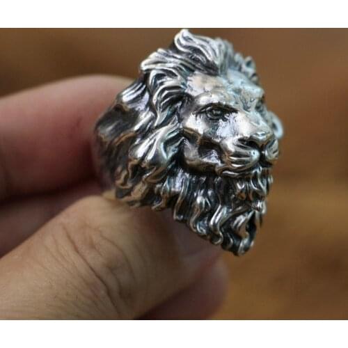 King of Lion Ring Huge 925 Sterling Silver Mens Biker Punk Ring TA128 US Size 8~15