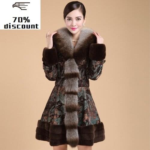 Genuine Leather Jacket Winter Jacket Women Fox Fur Collar Pigskin Coat Female Rabbit Fur Down Jackets Plus Size 6xl MY