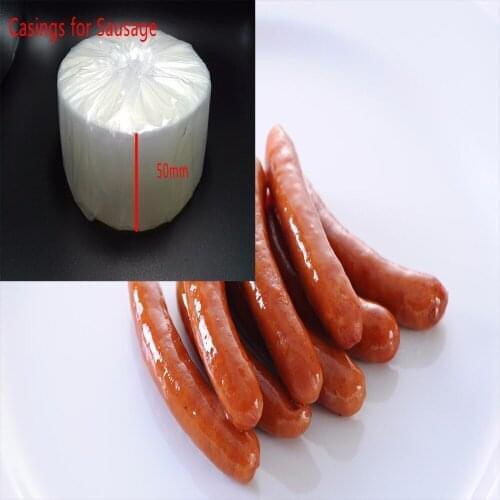 8 Meters Food Grade Casings for Sausage Salami Wide50mm Shell for Sausage Maker Machine Hot Dog Plastic Casing Inedible Casings