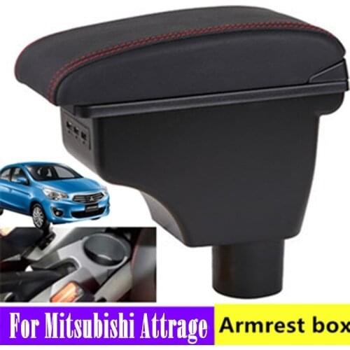 For Mitsubishi Attrage Armrest box central Store content box with cup holder ashtray with USB interface