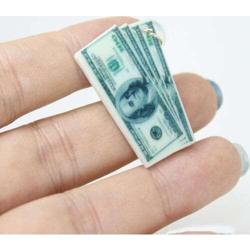 Yamily 8Pcs/Lot Money Cash Dollars Resin Charms Pendant For Diy Earring Keychain Jewelry Making Accessories