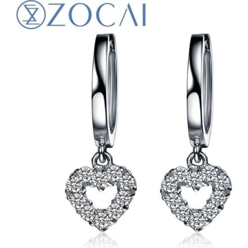 ZOCAI Drop Earring Heart Shape certified real diamond 0.23 CT 18K gold (AU750) Gift Party Drop Earring E00923