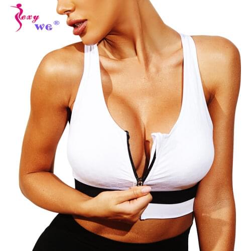 SEXYWG Sports Top Yoga Bra Women Push Up Brassiere BH Sports Bra Front Zipper Running Vest Crop Active Wear Gym Shirt Sportswear
