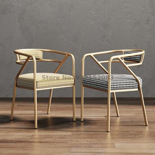 Light luxury dining chair nordic leisure office chair simple modern net red makeup chair iron restaurant stool home backrest