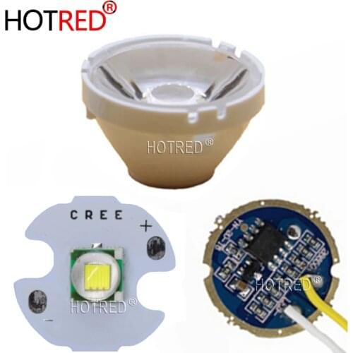 CREE XML XM-L T6 LED U2 10W Cold White 6500K/10000K High Power Led+3.7V 5 Modes 17mm led driver+T6 10 degree led lens DIY part