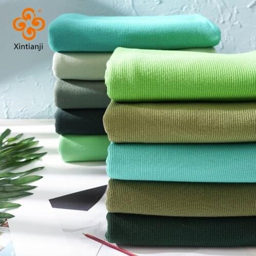 Thin Blue Green Cotton Stretchy Rib Sewing Fabric By Meter For Summer T-Shirt And Dress 100*135cm/Piece A0275
