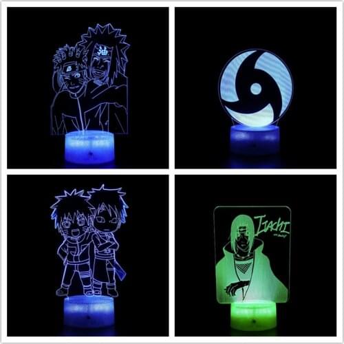 Uzumaki Naruto Jiraiya Uchiha Itachi Hatake Kakash 3d Illusion Led Night Light Lamp for Bedroom Decor Lampara Kids Manga Gifts