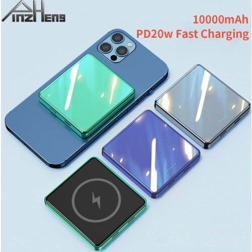 PINZHENG 10000mAh Wireless Power Bank For iPhone Xiaomi Power Bank Portable Charger External Battery Powerbank Digital Display