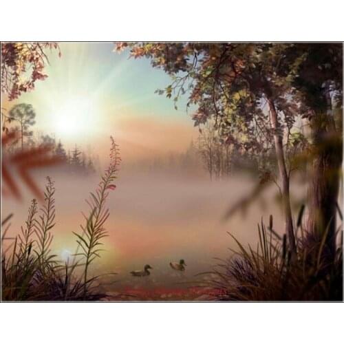 Needlework for embroidery DIY French DMC High Quality - Counted Cross Stitch Kits 14 ct Oil painting - Lakeside Fog