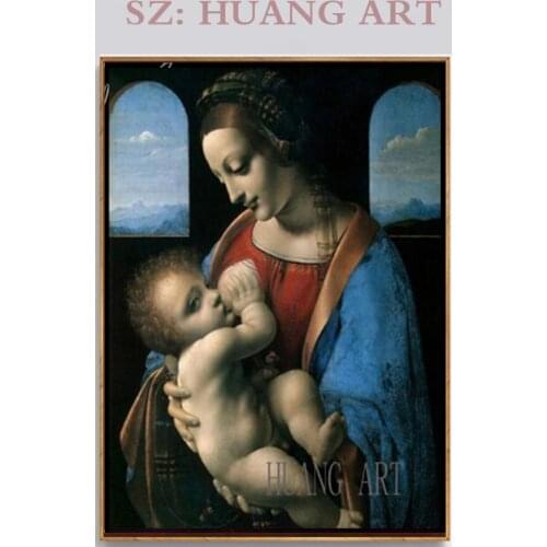High quality character Oil painting Canvas Reproductions Madonna with the Yarnwinder 1510)by Leonardo Da Vinci Painting hand pa