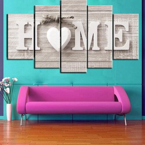 Unframed 5 Panels Love Home Wall Art Of Home Painting Pictures Canvas Painting Room Coffee Shop Decoracion #T2P