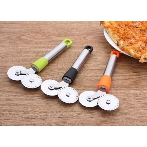 50 Pc Stainless Steel Double Roller Pizza Cutter Knife Cutting Utensils Pizza Tools Cake Tools Pizza Slicer Peel Wheels Scissors