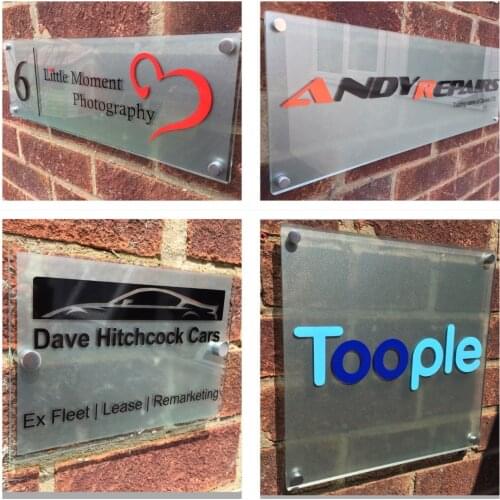 60x60cm COMMERCIAL OFFICE GLASS EFFECT ACRYLIC BUSINESS SIGNS COMPANY STAND OFF DISPLAY