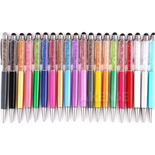 Wholesale Colorful 2 in 1 Crystal Capacitive Touch Stylus Ball Pen for Ipad IPhone Xs max XR X 8 HTC Samsung Phones 100pcs/lot