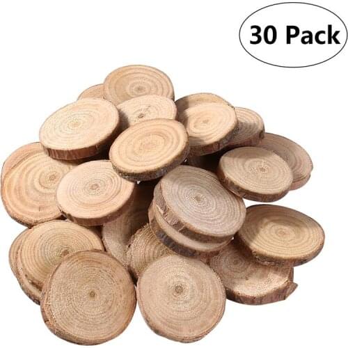 30pcs 3-4CM Wood Log Slices Discs For DIY Crafts Wedding Centerpieces DIY Handmade Round Wood Chips