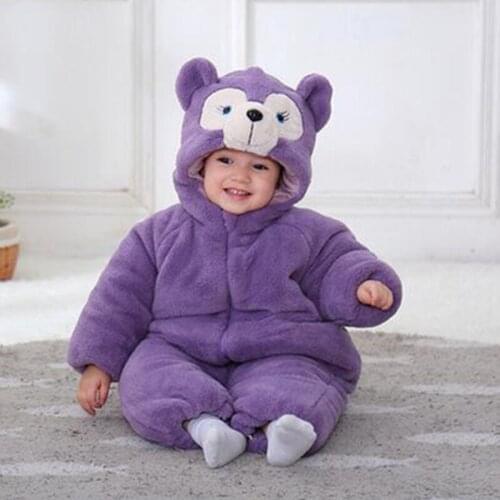 Baby Purple Bear Kigurumi Pajamas Clothing Newborn Infant Rompers Animal Onesie Cosplay Costume Outfit Hooded Jumpsuit Winter