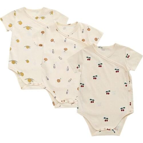 Korean Style Infant Baby Girls Boys Jumpsuit Cotton Short Sleeve Print Toddler Boys Baby Girl Romper Summer Baby Girls Clothes