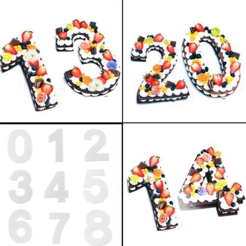 PET 0-8 Numbers Cake Mold Cake Decorating Tools Confeitaria Maker Birthday Cake Tools Pastry Mold For Baking 6/8/10 inch