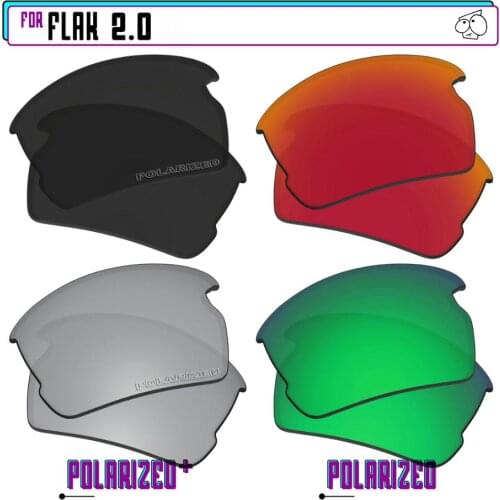 EZReplace Polarized Replacement Lenses for - Oakley Flak 2.0 Sunglasses - BkSrP Plus-RedGreenP