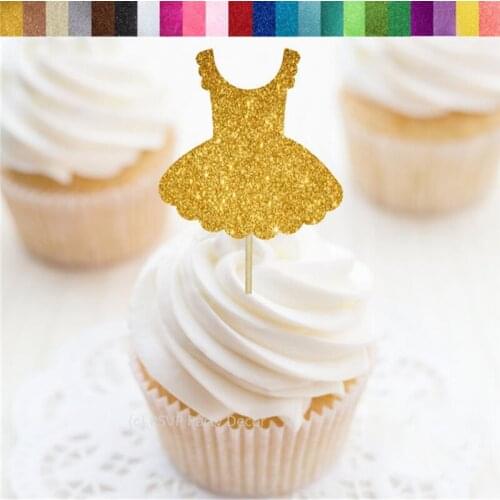 Custom Tutu Cupcake Toppers,Princess Dress glitter Toppers, Ballerina Toppers,Party Decorations, Ballerina Birthday Decor