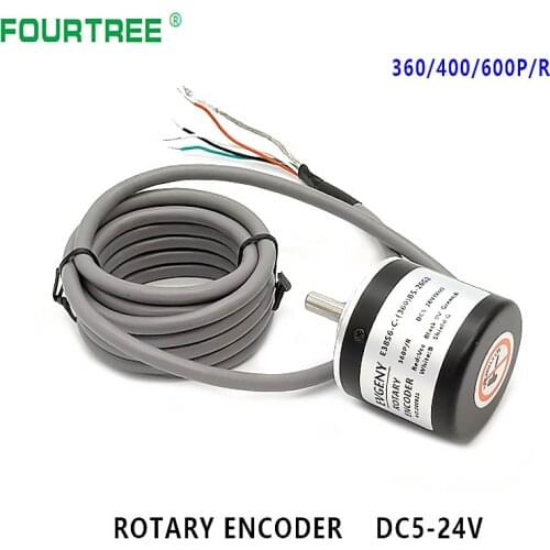 Incremental Rotary Encoder 360 P/R 400P/R 600P/R AB Phase Eencoder 6mm Shaft + Coupling DC 5V -24V
