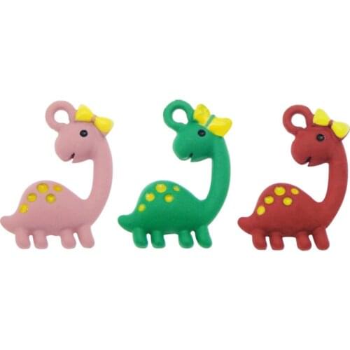 Julie Wang 12PCS Tiny Cartoon Dinosaur Charms Spray-painted Animal Pendant Bracelet Earrings Jewelry Making Accessory