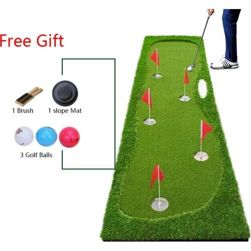 New FUNGREEN Golf 5 Holes Putting Green 75x300cm Indoor Outdoor Training Putter Mat Interesting Practice Golf Putting Pad