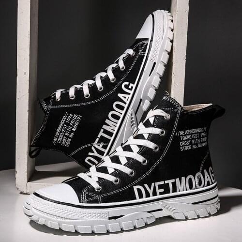 Men Casual Shoes New High top Lace-up Hot Sale Canvas Shoes Men Fashion Sneakers Breathable Outdoor Non-slip Men Vulcanize Shoes