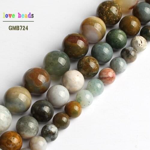 AA Natural Ocean Jaspers Stone Bead Round Beads for Jewelry Making 15'' Strand DIY Bracelet 6mm 8mm 10mm