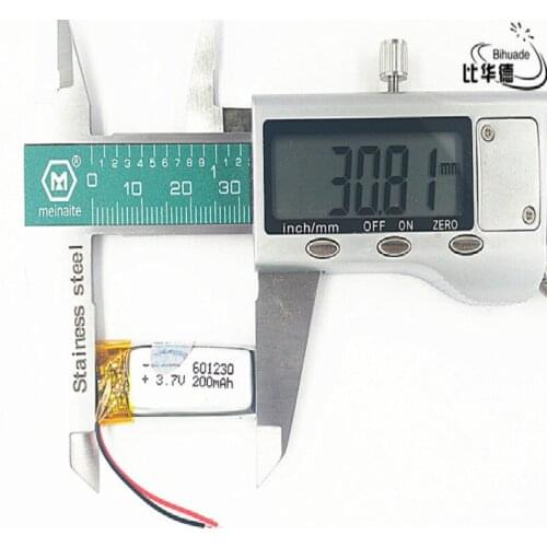 Good Qulity 3.7V,200mAH,601230 Polymer lithium ion / Li-ion battery for TOY,POWER BANK,GPS,mp3,mp4