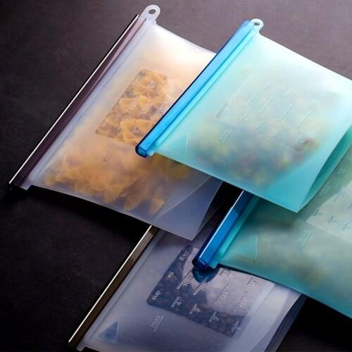 2Pcs/Lot 1L/1.5L Silicone Storage Bag Reusable BPA Free Food Preservation Bags Sealed Zip lock Freezer Kitchen Cooking Fresh Bag