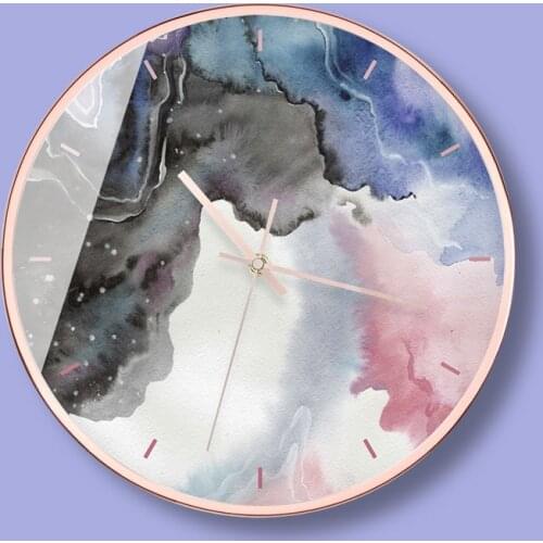 Modern abstract painting starry theme art wall clock rose gold ultra-quiet personalized custom bedroom clocks