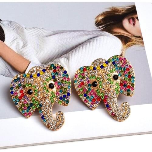 New Arrive Colorful Crystal Elephant Metal Drop Earrings High Quality Fashion Jewelry Accessories For Women