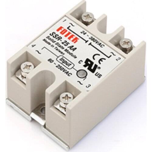 10pcs/lot Single-phase Solid State Relay Module SSR-25AA 25A 80-250VDC Input 24-380VAC output SSR25AA