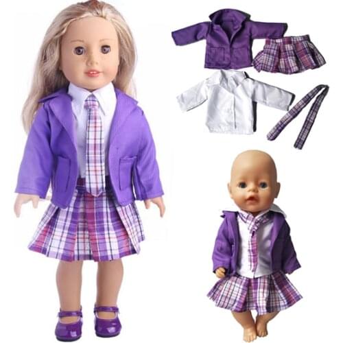 Office Coat Dress Suit Set for 43cm baby dolls for 18 inch girl doll School Suit for girl gift