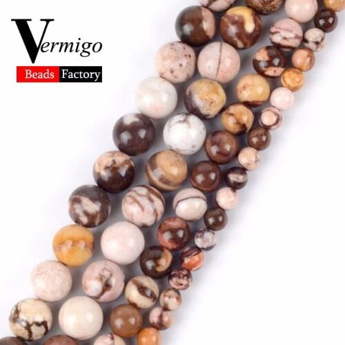Factory Wholesale Australia Zebra Jaspers Natural Gem Stone Round Loose Beads For Jewelry Making 6 8 10mm Pick Size 15"Strand