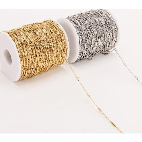 2Meters Gold Plated Tube Necklace Chain Stainless Steel Metal Chains for Bracelet Necklace Jewelry Making Component Handmade DIY