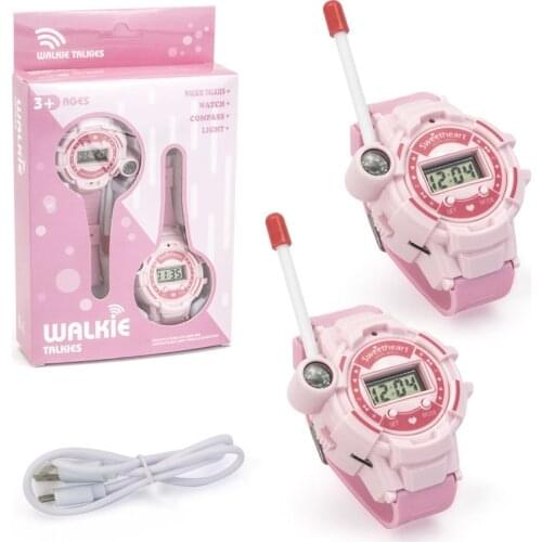 2pcs kids walkie talkie watch USB rechargeable Long distance Interactive Parents Kids Communication Toys pink blue Puzzle Toys