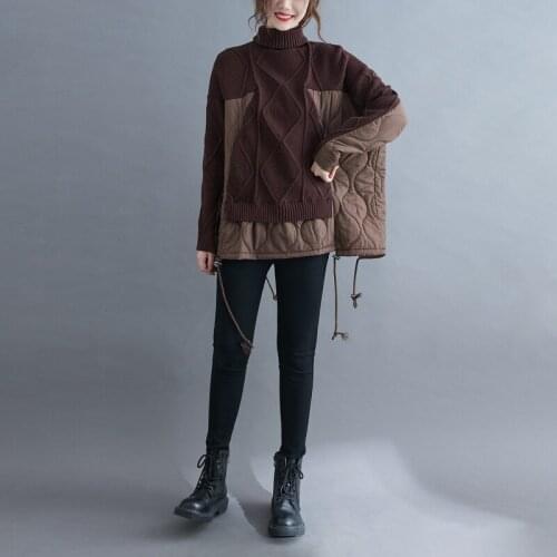 Plus Size Sweater Women Turtleneck Pullovers Harajuku Fall 2020 Winter New Cotton-Padded Sweaters Oversize Wool Warm Jumper 5XL