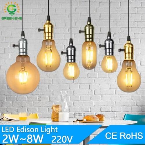 Retro Edison Light led Bulb E27 E14 220V 4W 6W ST64 G80 G95 T45 A60 color Filament Incandescent Ampoule Bulb Vintage Edison Lamp