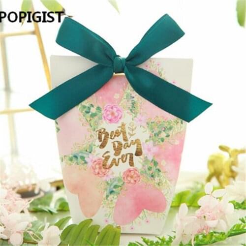 Pink heart / flamingos Wedding Favors Candy Boxes Bomboniere Big day Gift Box Party supply 50pcs